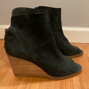 Lucky Brand Hunter Green Suede Leather Booties Ankle Boots Zipper